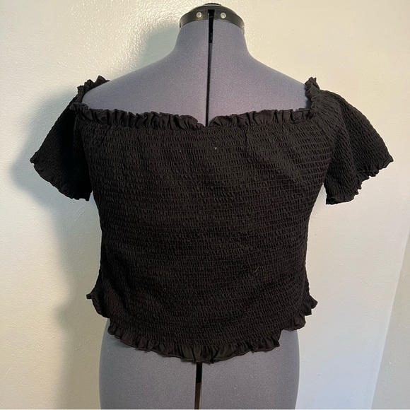 Say What? Smocked Off Shoulder Top Black - Picture 6 of 10
